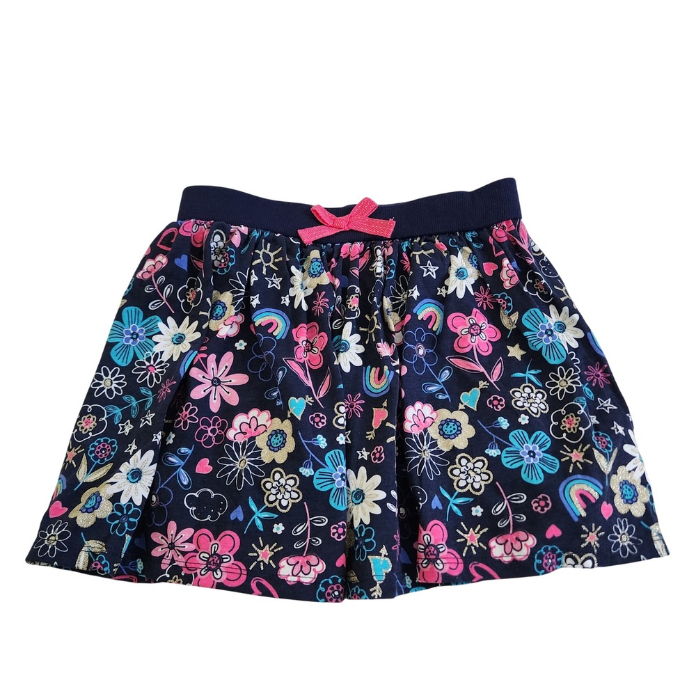 NWT Girl's Navy Floral Rainbow Skort Size M 7/8